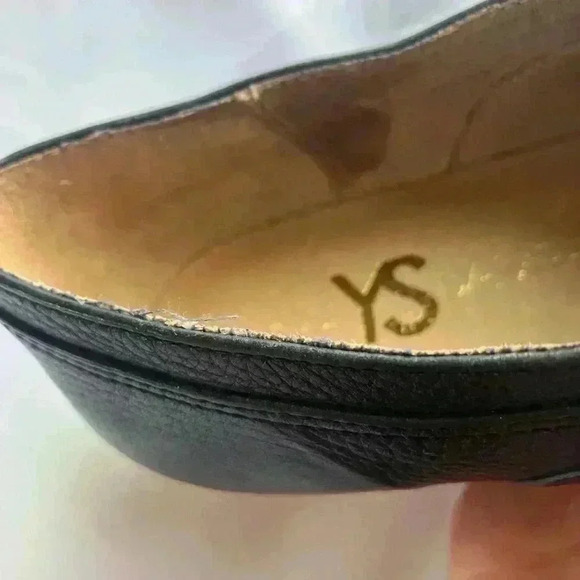 Yosi Samra Black Pointy Flats with Gold Buckle - Picture 10 of 11